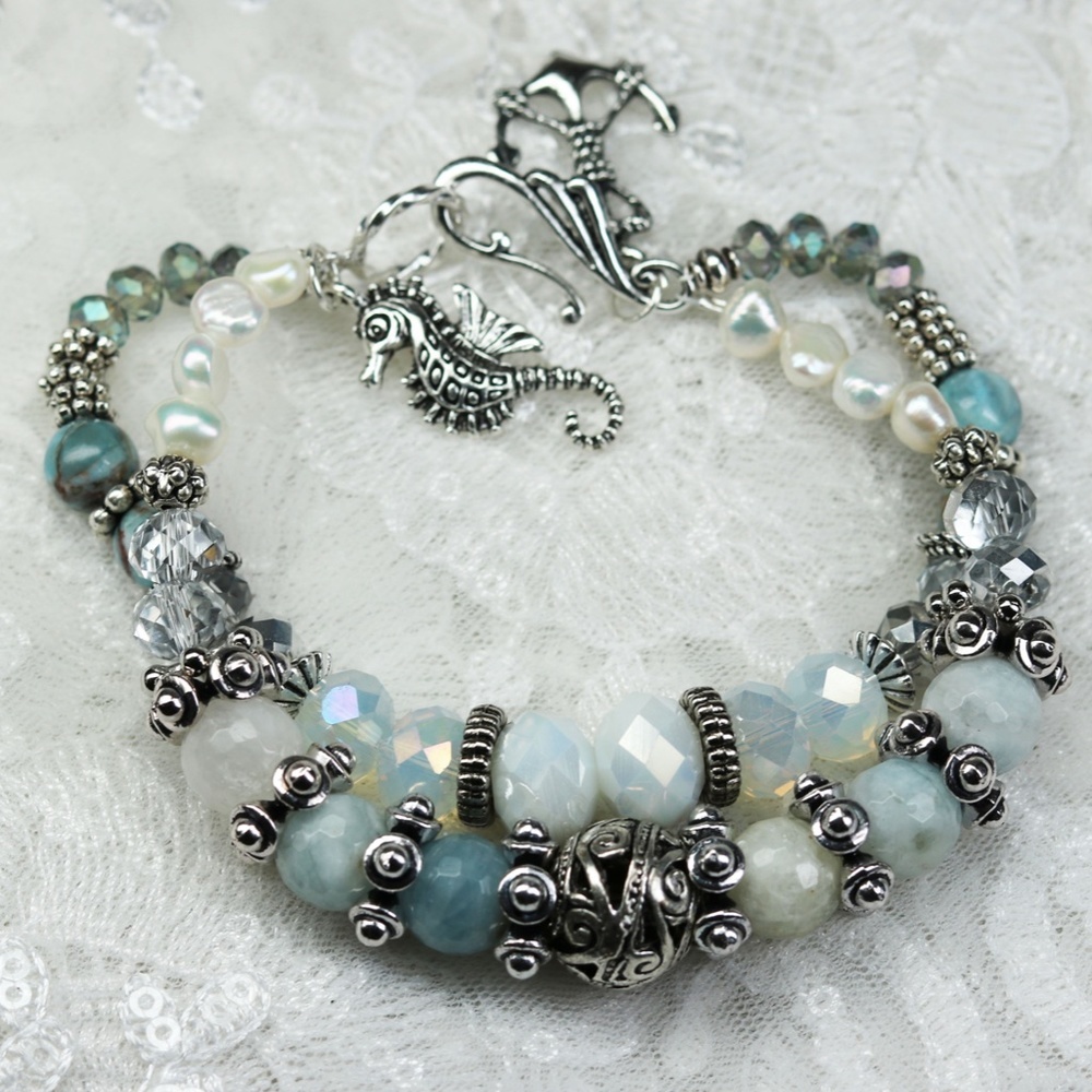 "Cold Spring Harbor" Handcrafted Gemstone Bracelet - image 7